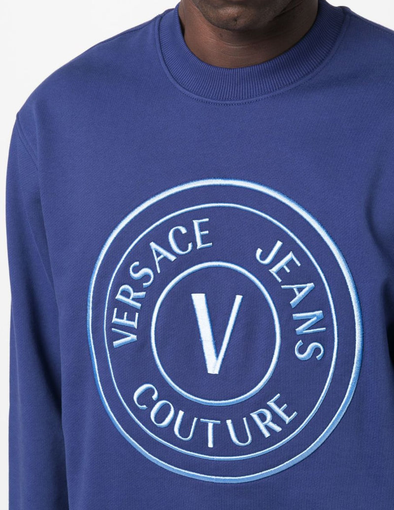 Sudadera Versace Jeans Couture con Logo Bordado Azul Hombre