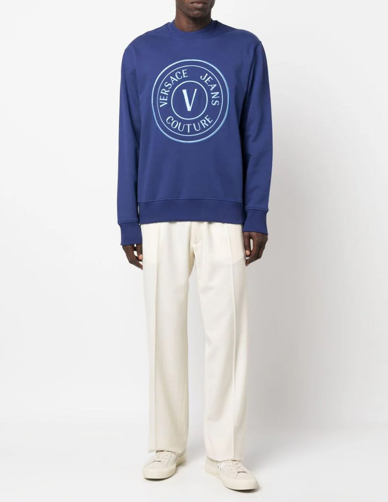 Sudadera Versace Jeans Couture con Logo Bordado Azul Hombre