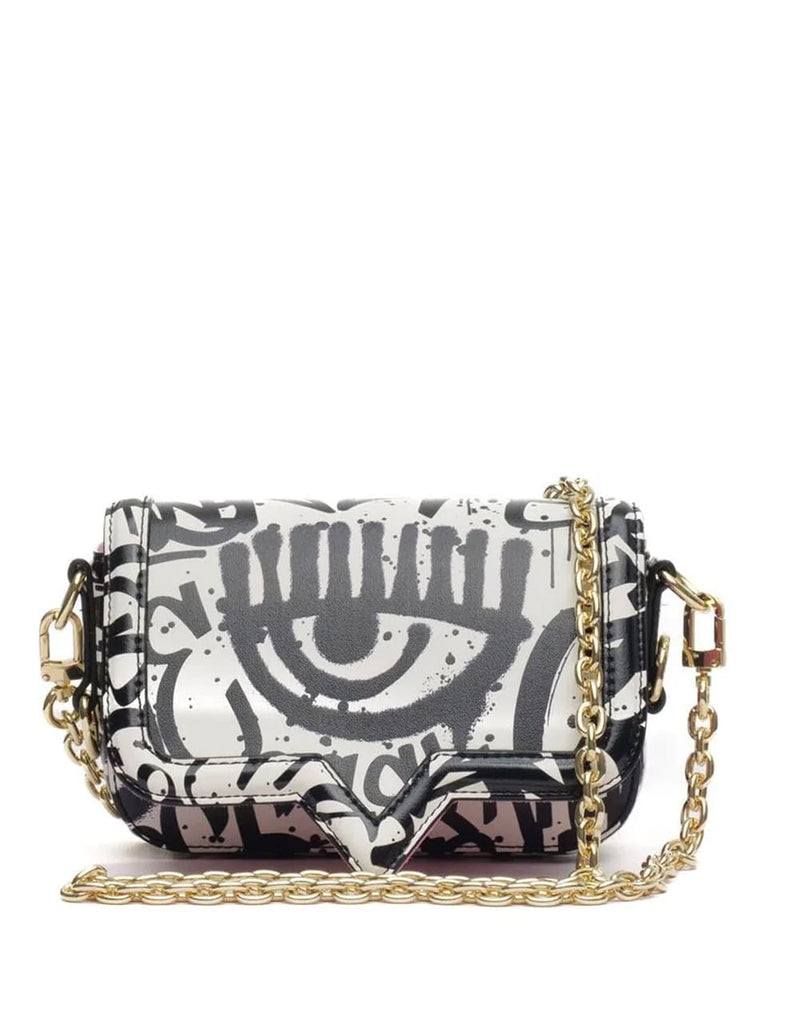 Bolso Chiara Ferragni con Logo Negro y Blanco Mujer 20 x 12 x 4