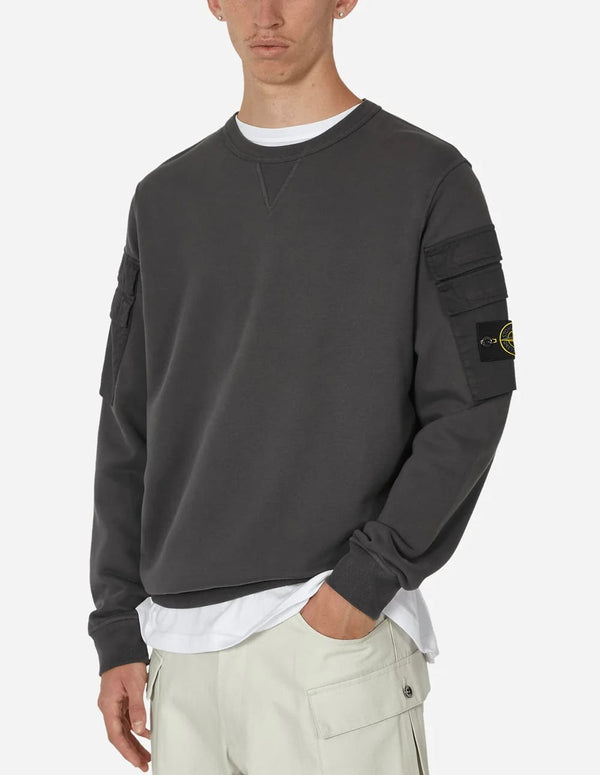 Sudadera Stone Island con Bolsillo en la Manga Gris Hombre