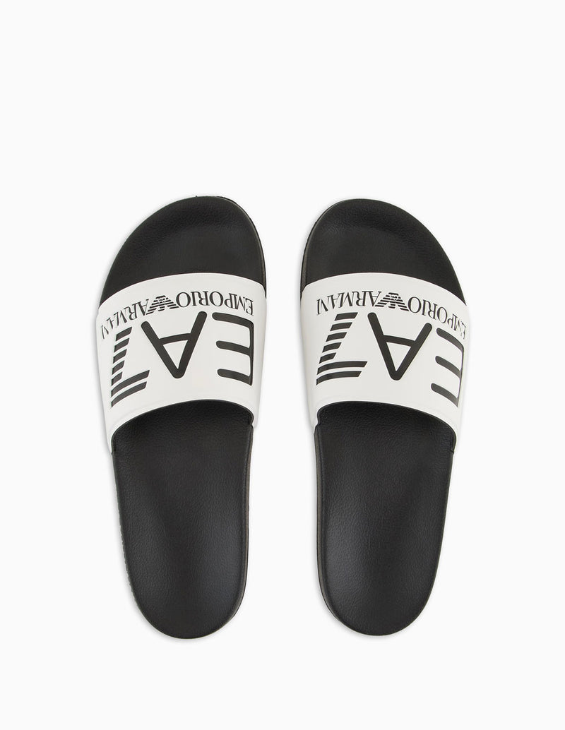Emporio Armani EA7 Logo Slides Blancas y Negras Unisex