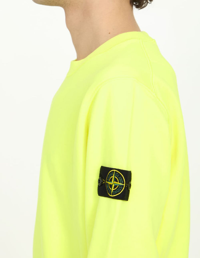 Sudadera Stone Island con Logo Amarilla Hombre