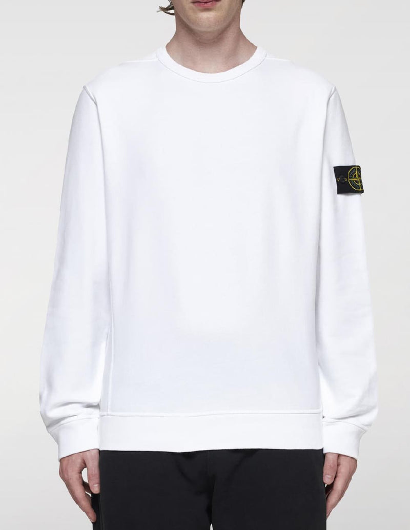 Sudadera Stone Island Logo Patch Blanca Hombre