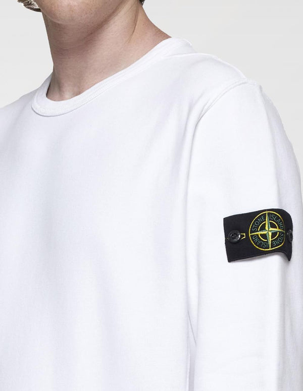 Sudadera Stone Island Logo Patch Blanca Hombre