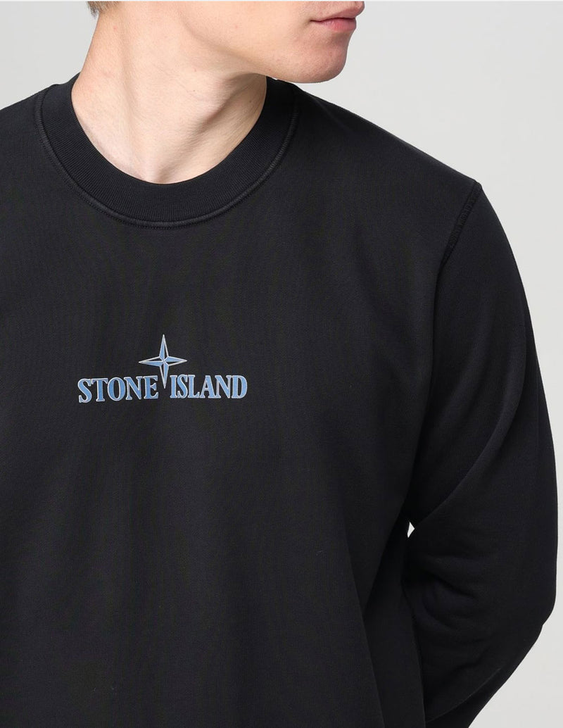 Sudadera Stone Island con Logo Negra Hombre