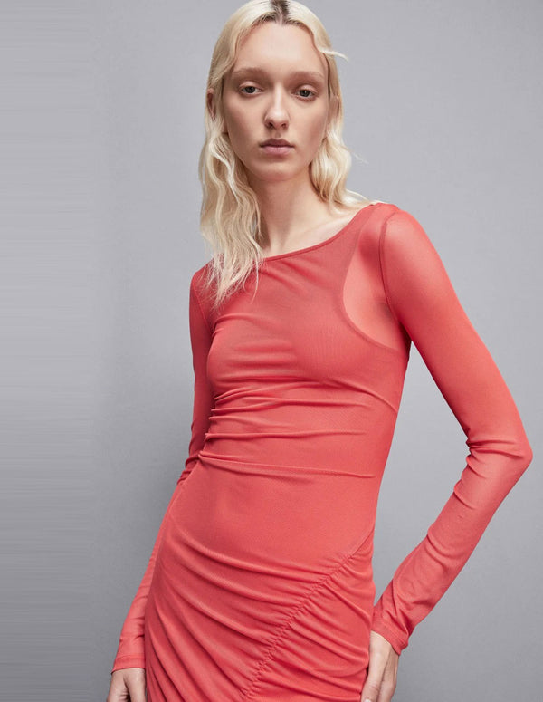 Vestido Patrizia Pepe de Tul Elástico Rojo Mujer