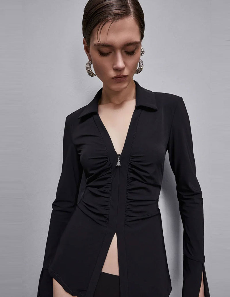 Camisa Patrizia Pepe con Cremallera Negra Mujer