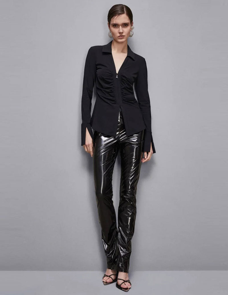 Camisa Patrizia Pepe con Cremallera Negra Mujer