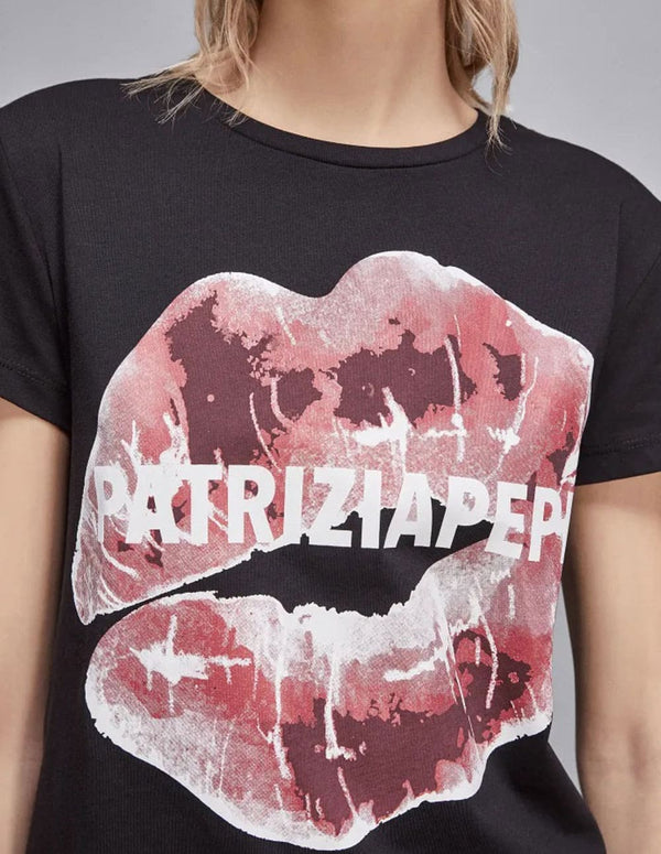 Camiseta Patrizia Pepe con Estampado Negra Mujer