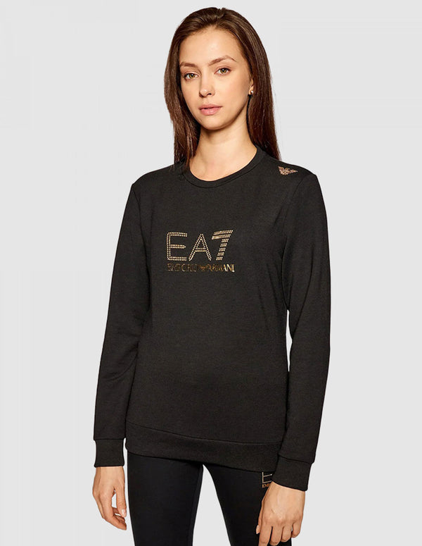 Sudadera Emporio Armani EA7 con Logo Negra Mujer