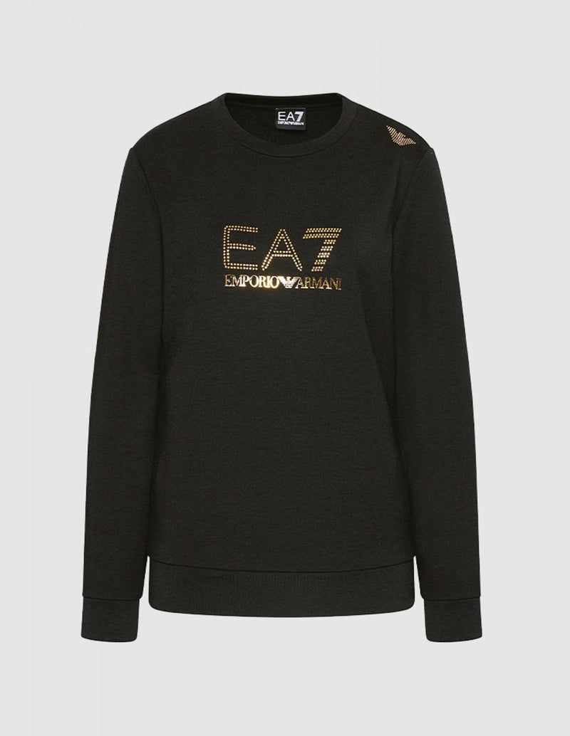 Sudadera Emporio Armani EA7 con Logo Negra Mujer