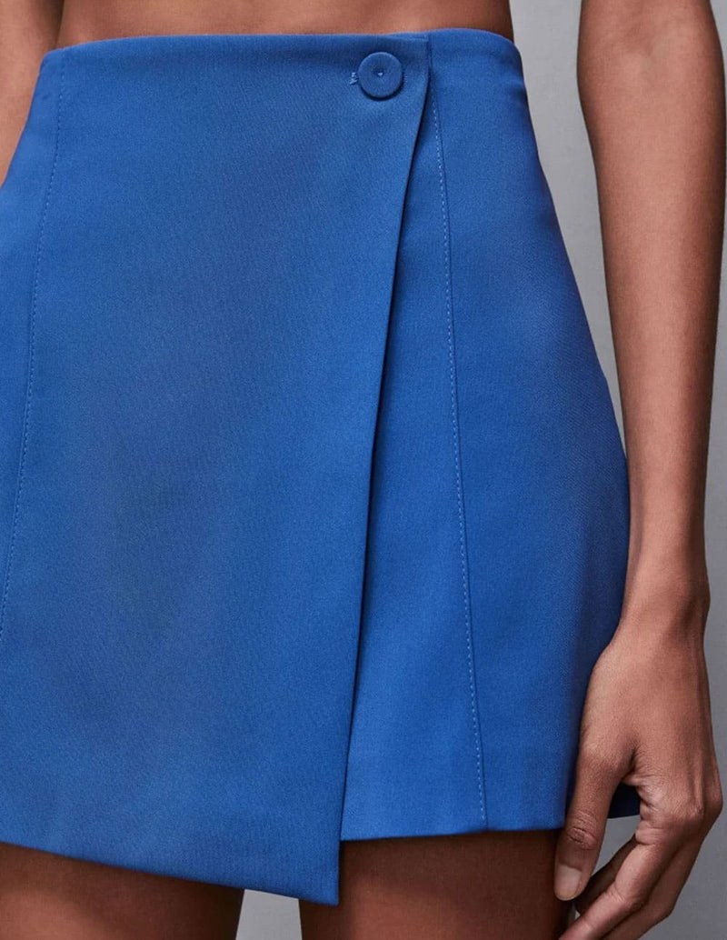 Pantalón Corto Patrizia Pepe Efecto Falda Azul Mujer
