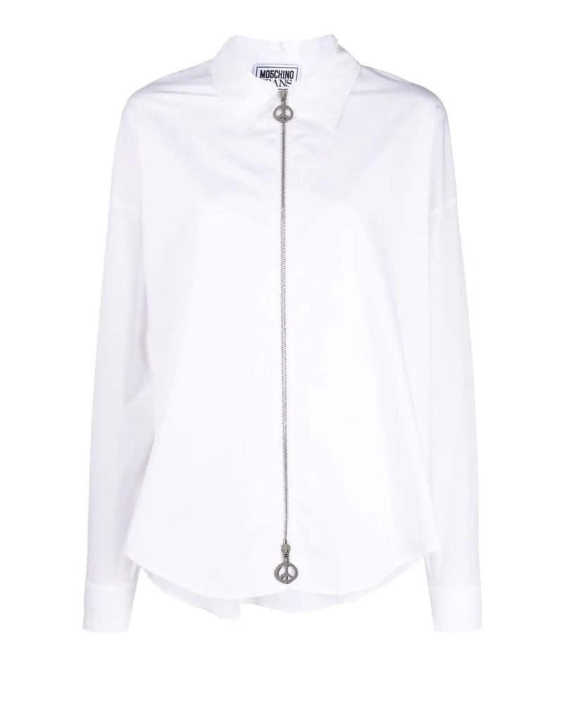 Camisa Moschino con Cremallera Blanca Mujer