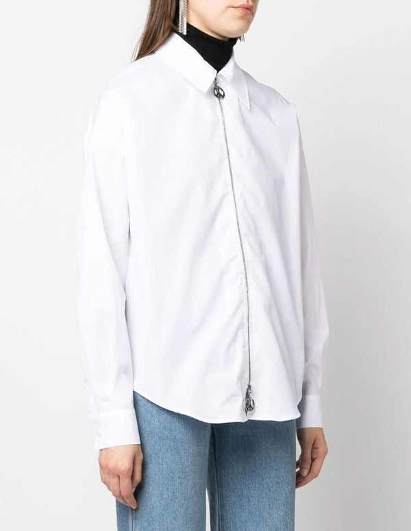 Camisa Moschino con Cremallera Blanca Mujer