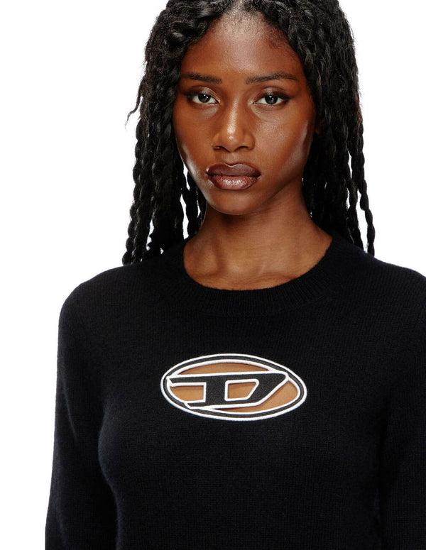 Jersey DIESEL con Logo Recortado Bordado Negro Mujer