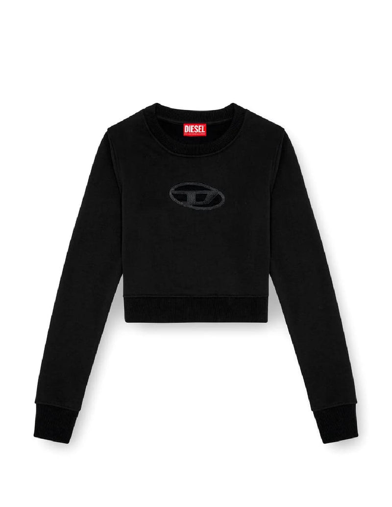 Sudadera Corta DIESEL con Logo Recortado Negra Mujer