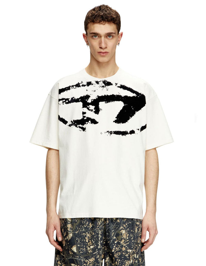 Camiseta DIESEL con Logo Desgastado en Relieve Blanca Hombre