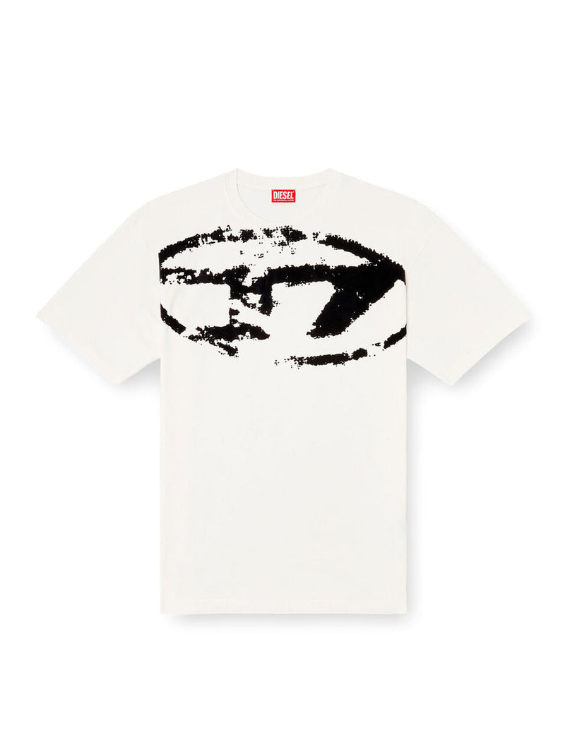Camiseta DIESEL con Logo Desgastado en Relieve Blanca Hombre