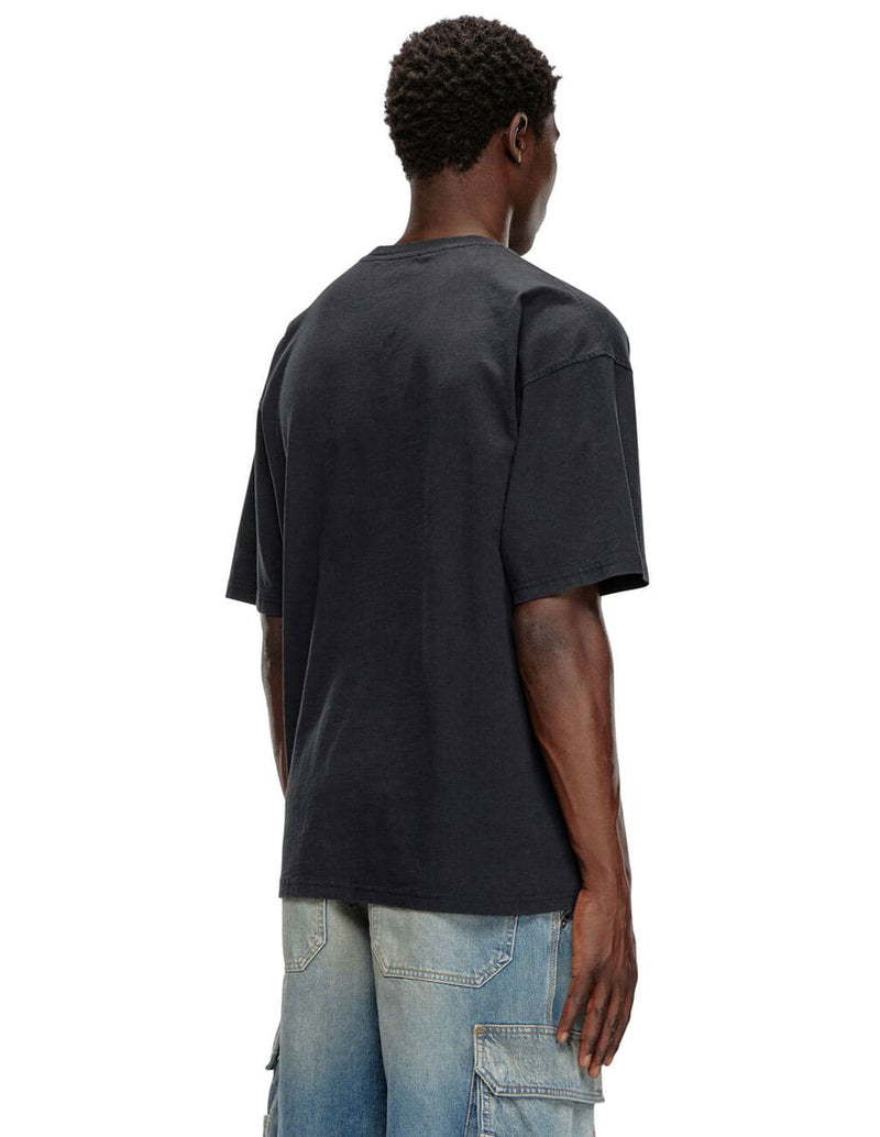 Camiseta DIESEL con Logo Desgastado en Relieve Negra Hombre