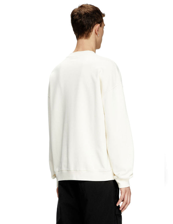 Sudadera DIESEL con Logo Desgastado en Relieve Blanca Hombre