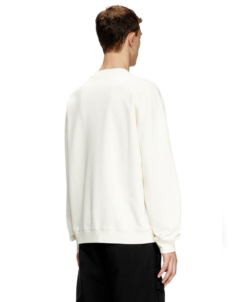 Sudadera DIESEL con Logo Desgastado en Relieve Blanca Hombre