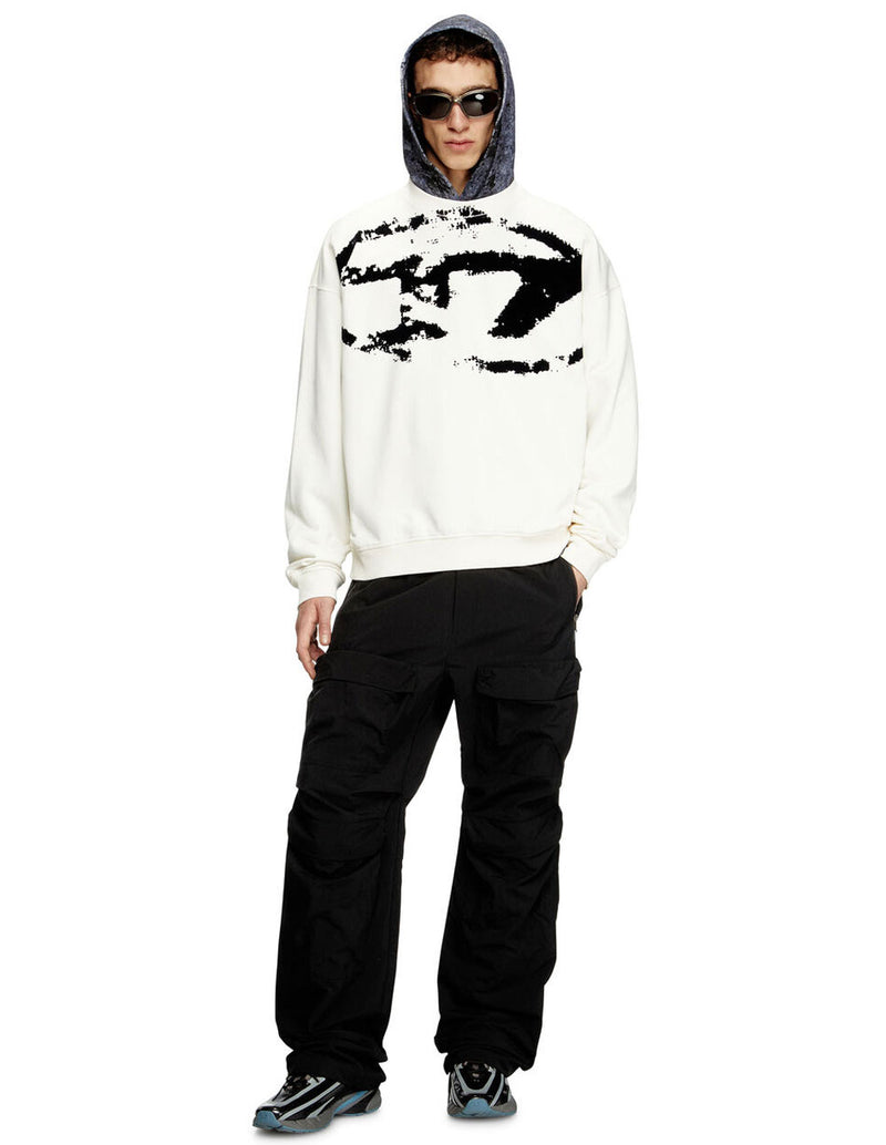 Sudadera DIESEL con Logo Desgastado en Relieve Blanca Hombre
