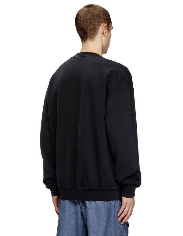 Sudadera DIESEL con Logo Desgastado en Relieve Negra Hombre