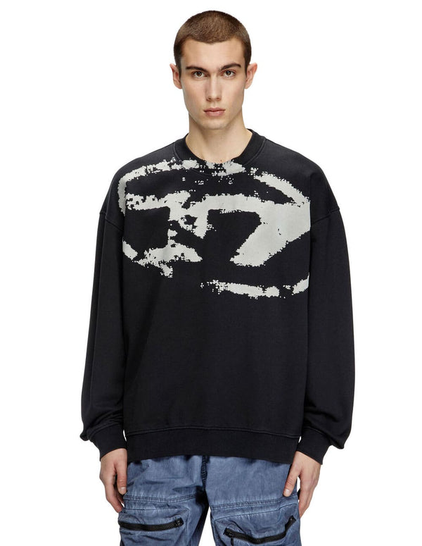 Sudadera DIESEL con Logo Desgastado en Relieve Negra Hombre