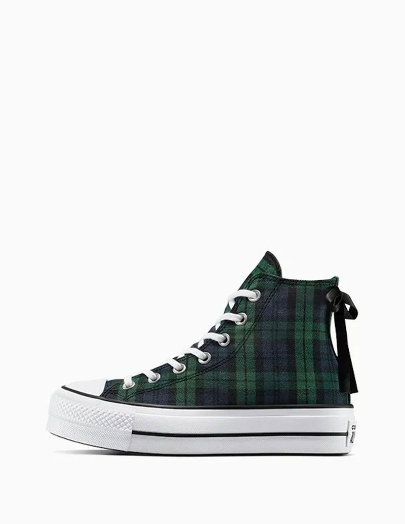 Converse Chuck Taylor All Star Lift Platform Plaid Verdes Mujer