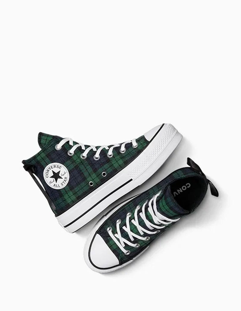 Converse Chuck Taylor All Star Lift Platform Plaid Verdes Mujer