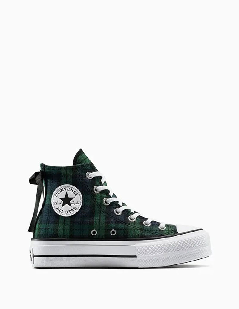 Converse Chuck Taylor All Star Lift Platform Plaid Verdes Mujer