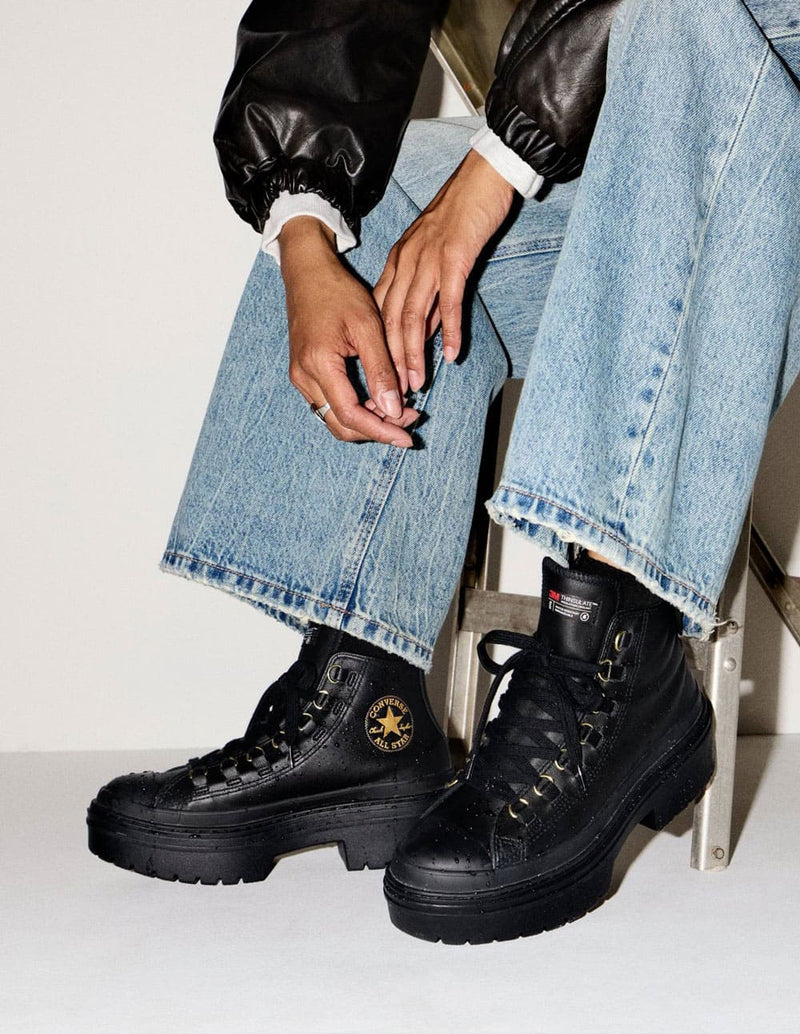 Converse Chuck Taylor All Star Lugged Heel Platform Leather Negras Mujer