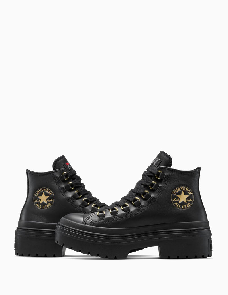 Converse Chuck Taylor All Star Lugged Heel Platform Leather Negras Mujer
