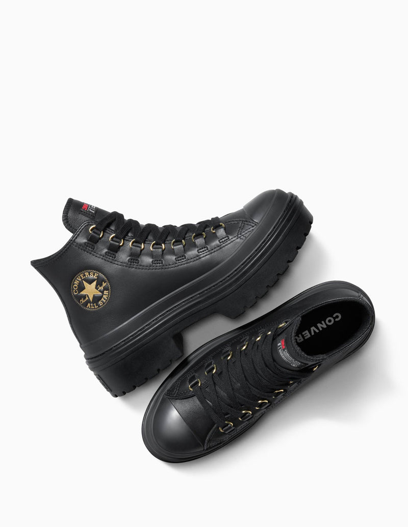 Converse Chuck Taylor All Star Lugged Heel Platform Leather Negras Mujer