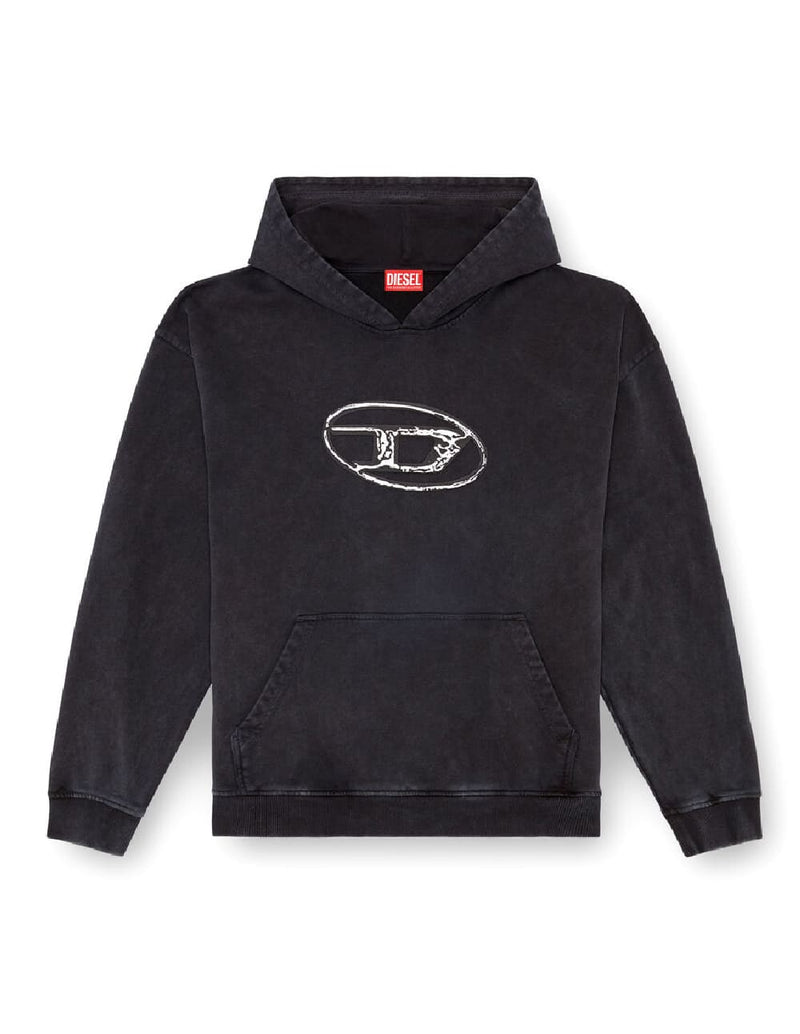 Sudadera con Capucha DIESEL con Logo Estampado Negra Hombre