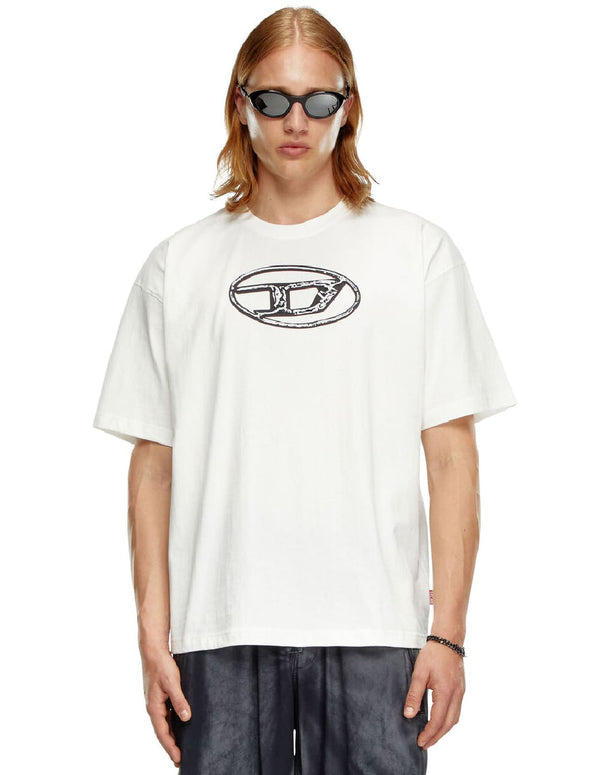 Camiseta DIESEL con Estampado Oval D Blanca Hombre