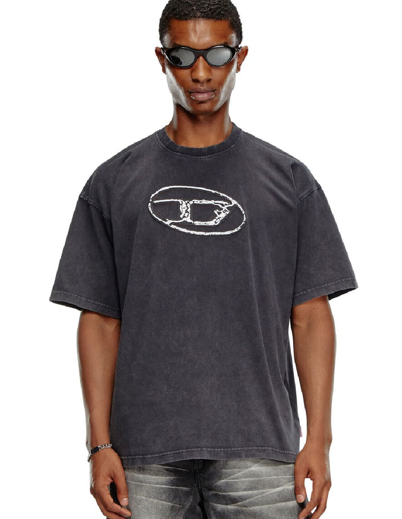 Camiseta DIESEL con Estampado Oval D Negra Hombre