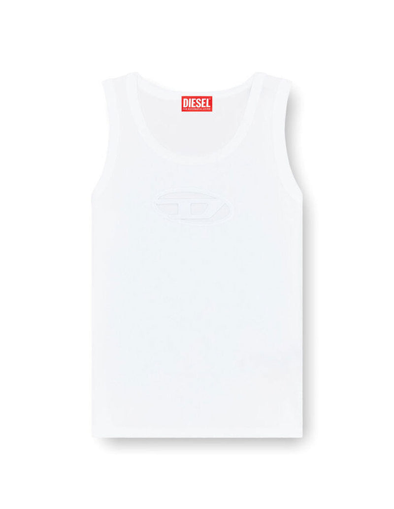 Camiseta DIESEL con Logo Oval-D Recortado Blanca Mujer