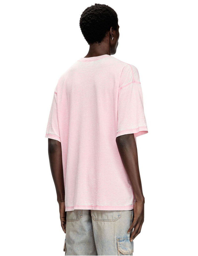 Camiseta DIESEL Burmout con Logo Efecto Metálico Rosa Hombre