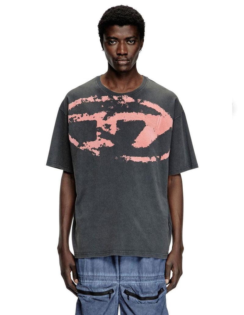Camiseta DIESEL Logo Oval-D Negra Hombre