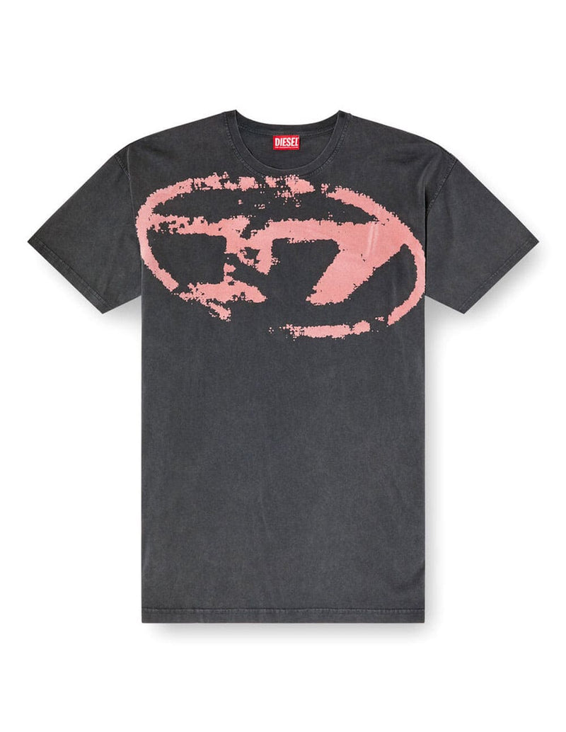 Camiseta DIESEL Logo Oval-D Negra Hombre