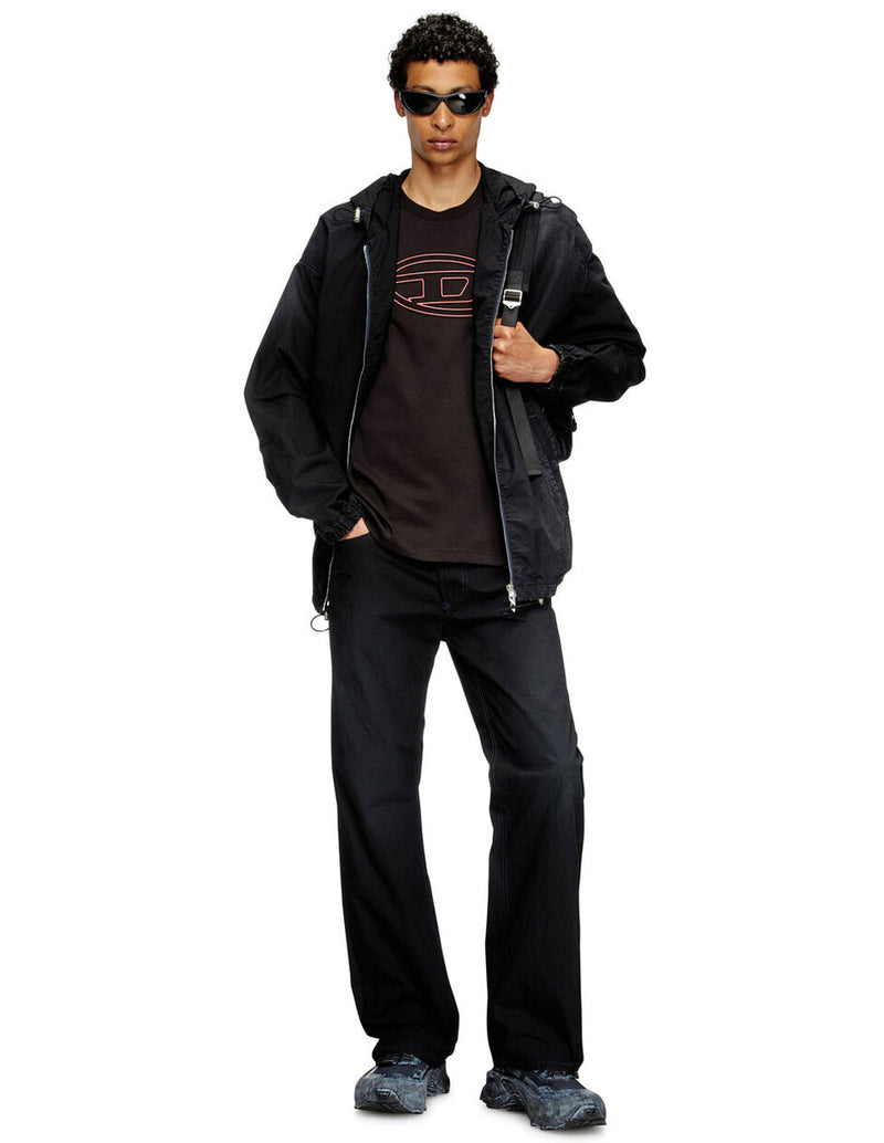 Camiseta DIESEL con Oval-D en Relieve Negra Hombre