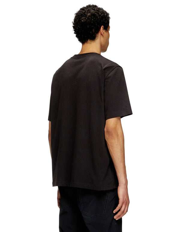 Camiseta DIESEL con Oval-D en Relieve Negra Hombre