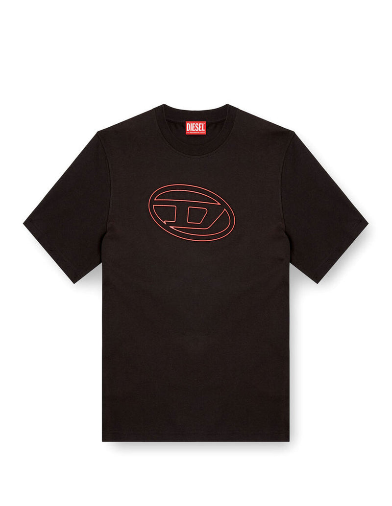 Camiseta DIESEL con Oval-D en Relieve Negra Hombre
