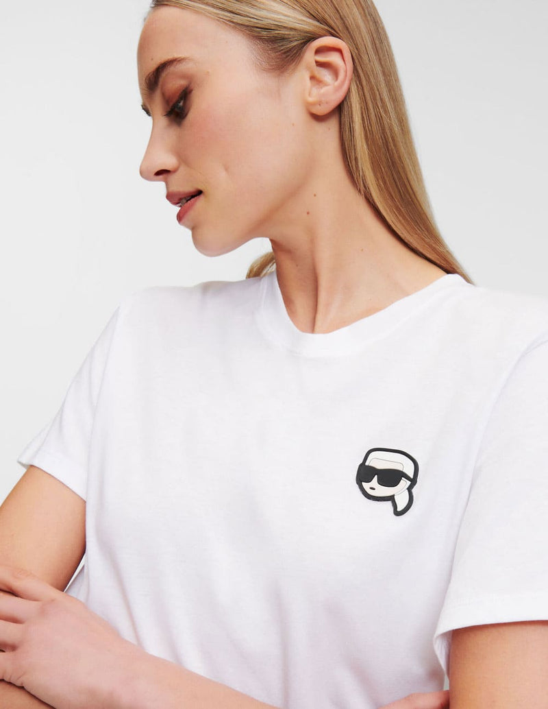 Camiseta Karl Lagerfeld con Parche Ikon Blanca Mujer