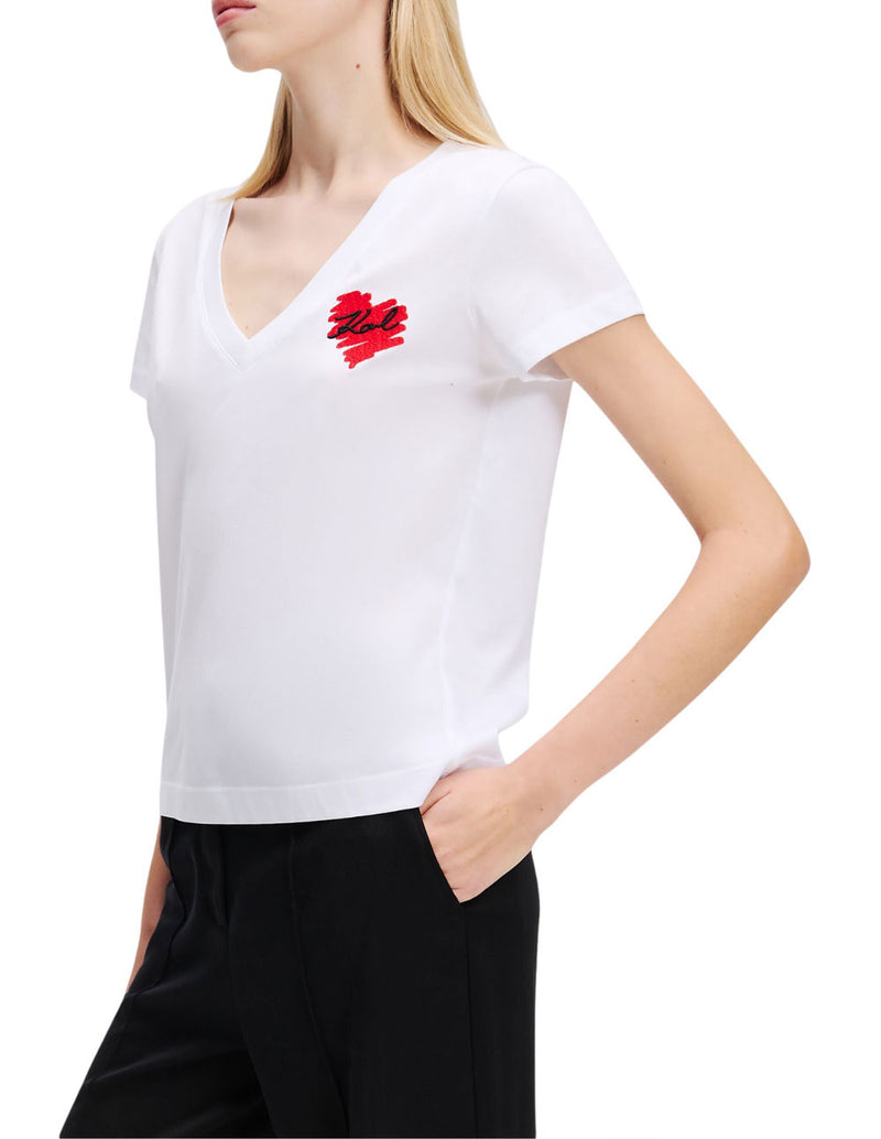 Camiseta Karl Lagerfeld Heart Blanca Mujer