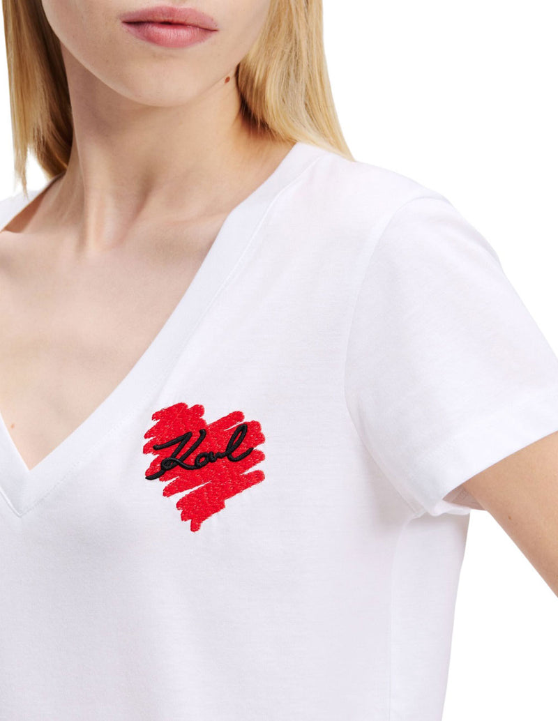 Camiseta Karl Lagerfeld Heart Blanca Mujer