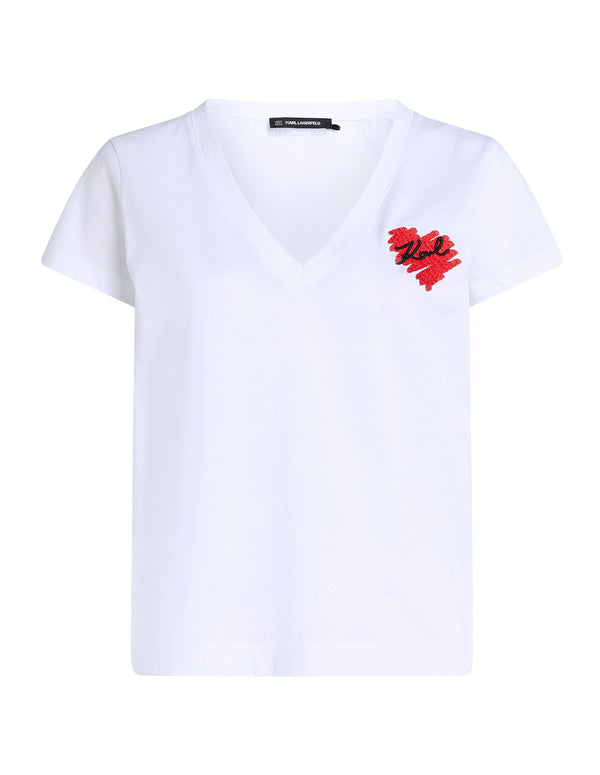 Camiseta Karl Lagerfeld Heart Blanca Mujer