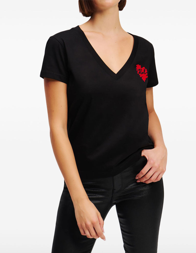 Camiseta Karl Lagerfeld Heart Negra Mujer