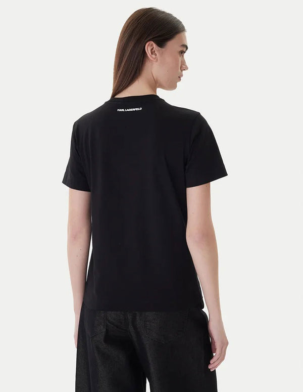 Camiseta Karl Lagerfeld con Logo Negra Mujer
